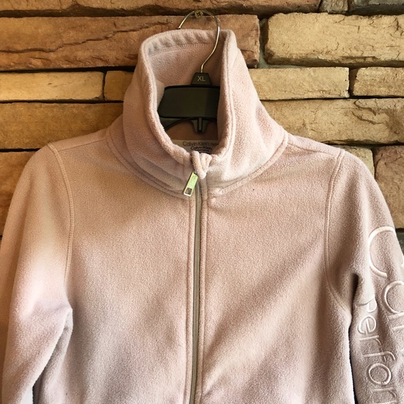 Calvin Klein pale pink full zip fleece jacket Women XS EUC - Picture 3 of 9
